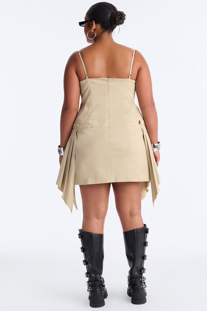 City Girl Twill Mini Dress - Tan