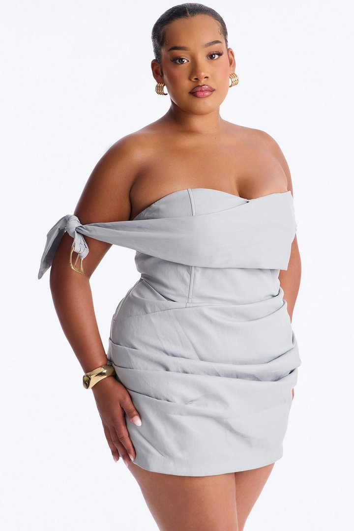Siren Faux Leather Mini Dress - Light Blue