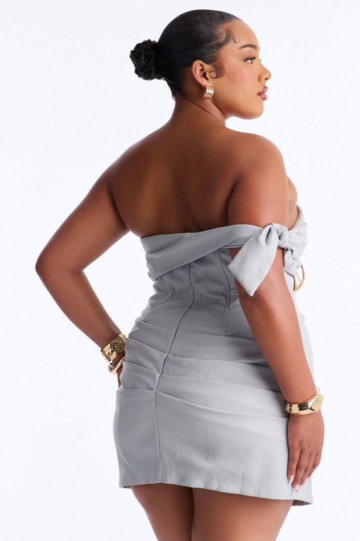 Siren Faux Leather Mini Dress - Light Blue