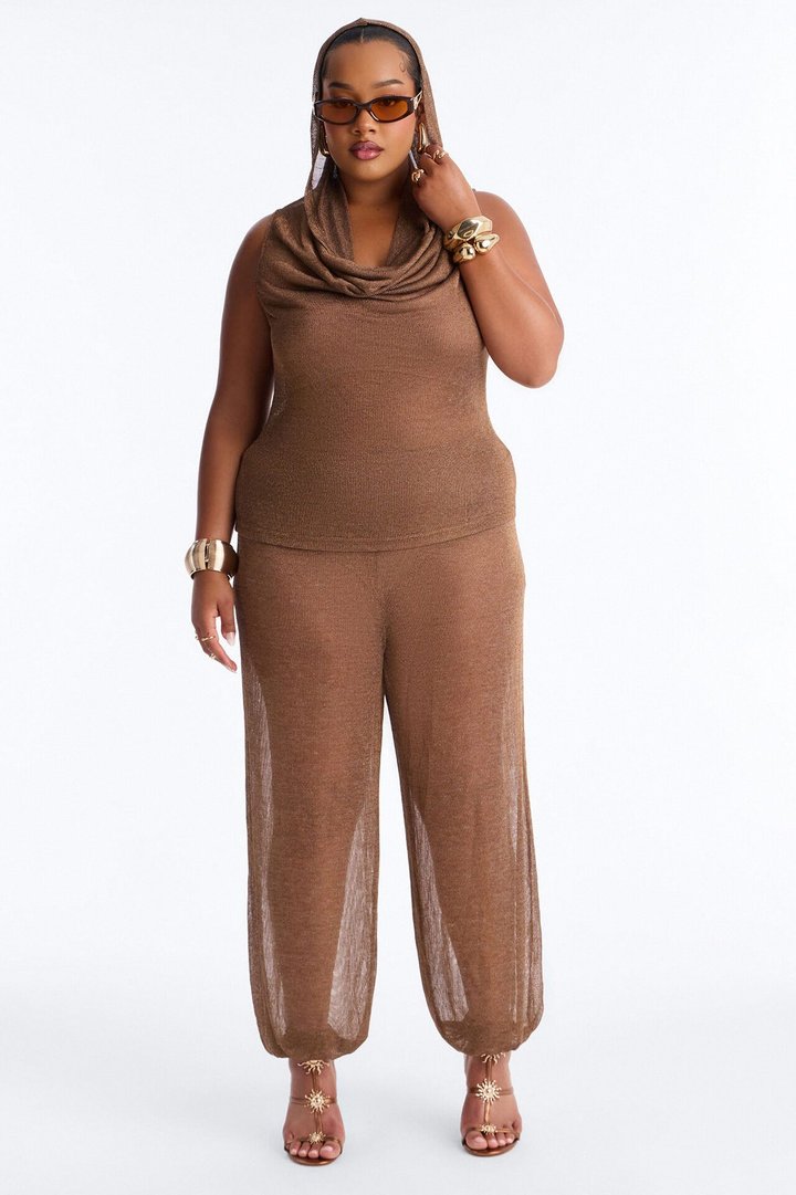 Midnight Metallic Balloon Pant Set - Bronze