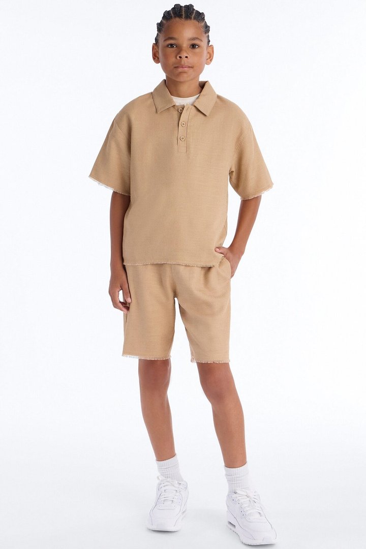 Mini Relaxed Tropic Fearless Frayed Short - Tan