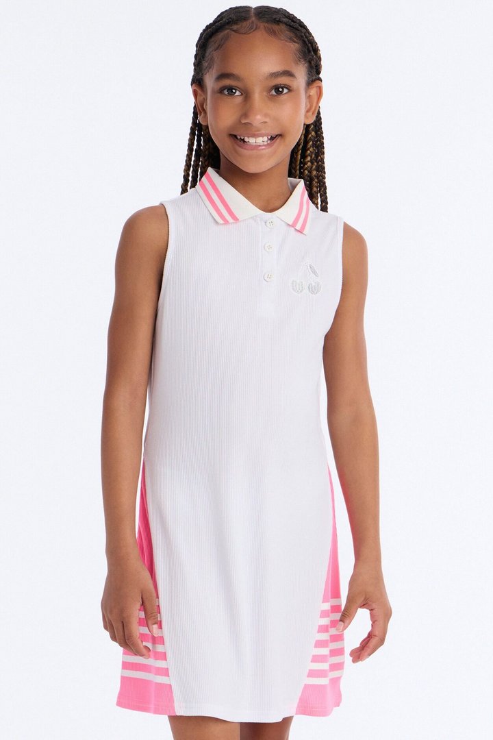 Mini Always Sweet Polo Shirt Dress - White/Pink
