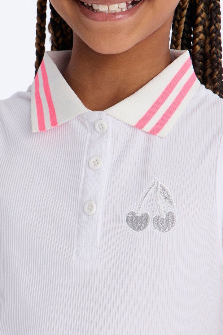 Mini Always Sweet Polo Shirt Dress - White/Pink
