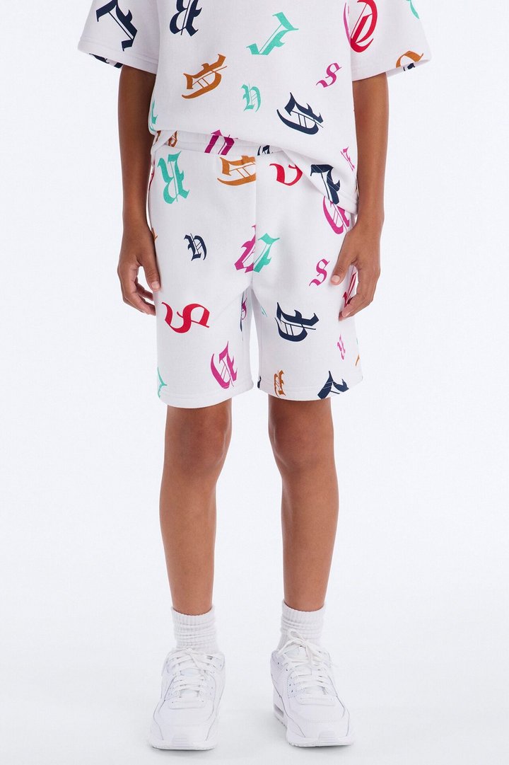 Mini Tyson Letters Straight Shorts - White
