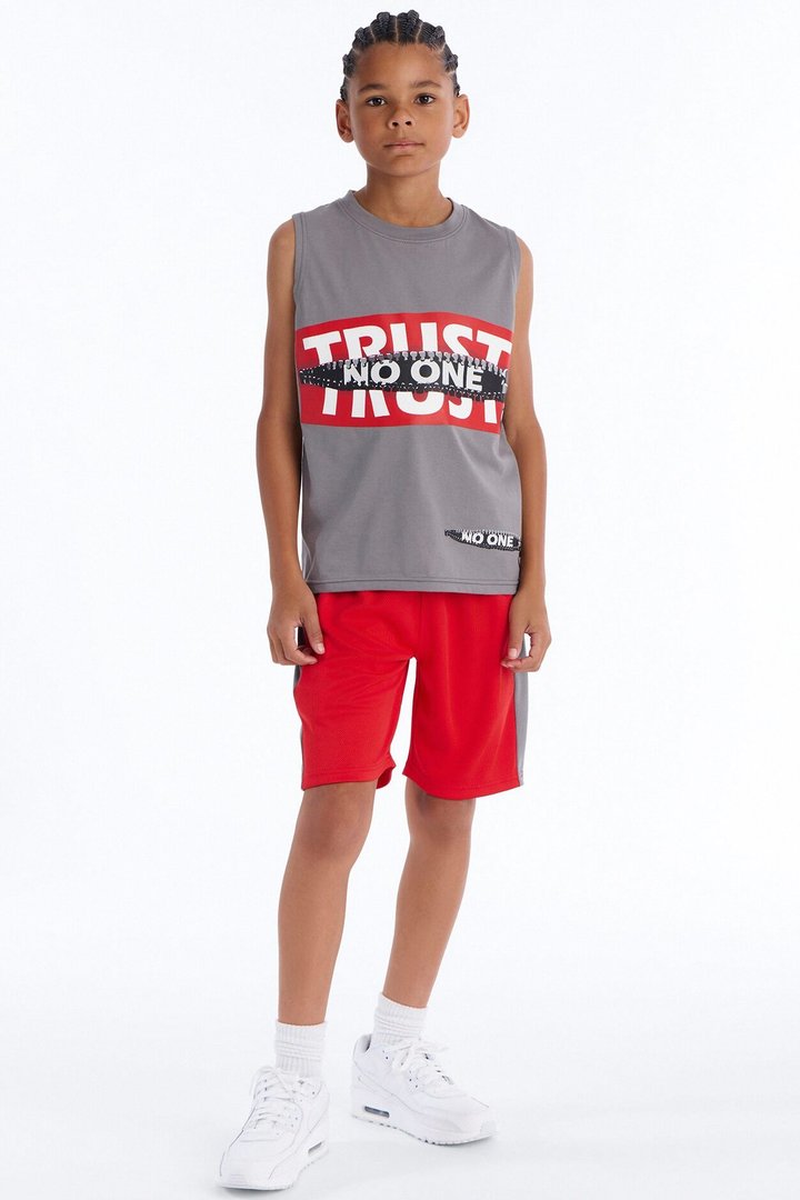 Mini Trust No One Mesh Short Set - Charcoal/combo