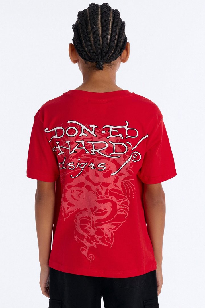 Mini Ed Hardy Daring Dragon Front/Back Short Sleeve Tee - Red