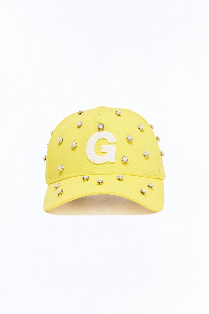 Felt Rhinestone Structured Hat - Yellow