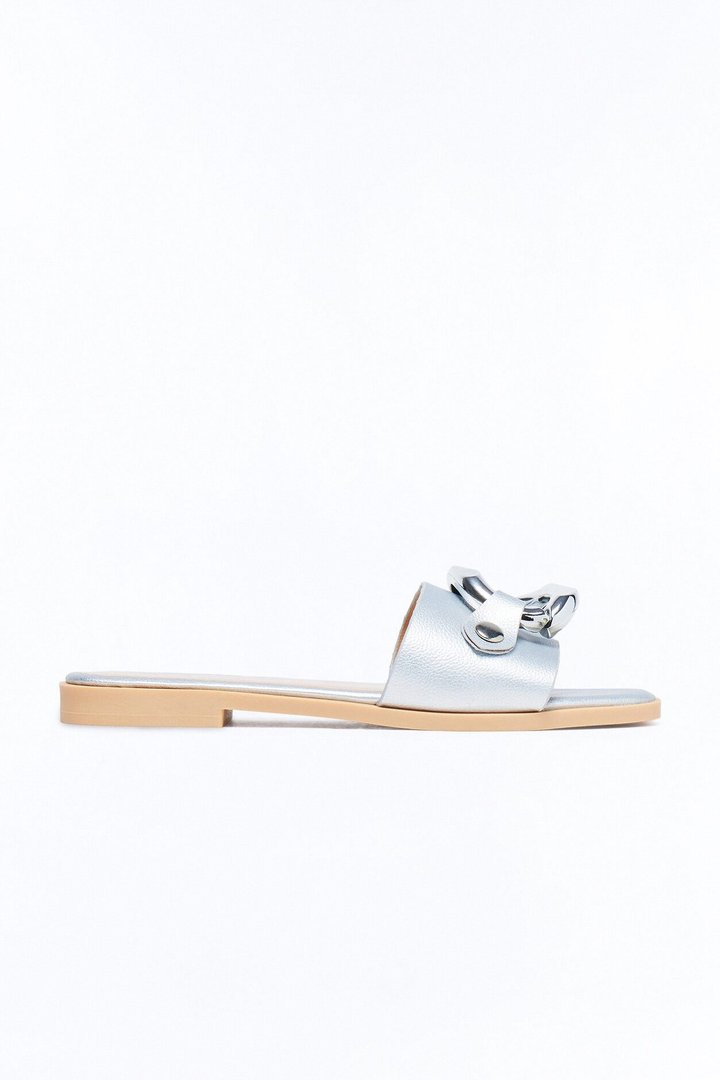 Marlia Hardware Slip On Sandals - Silver