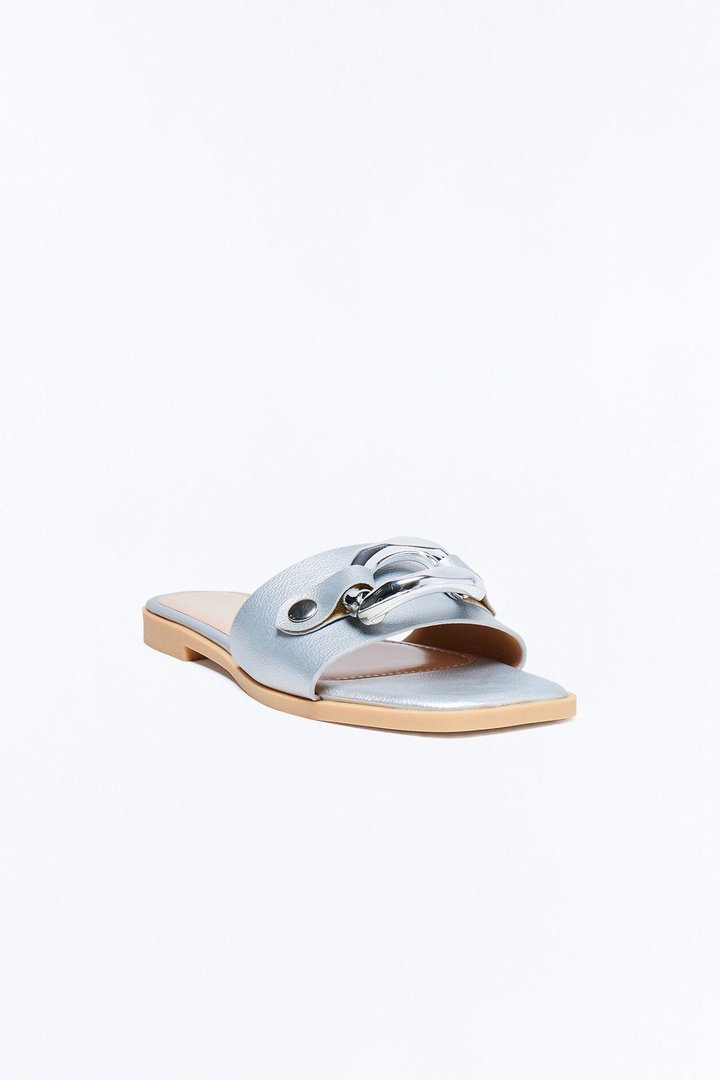 Marlia Hardware Slip On Sandals - Silver