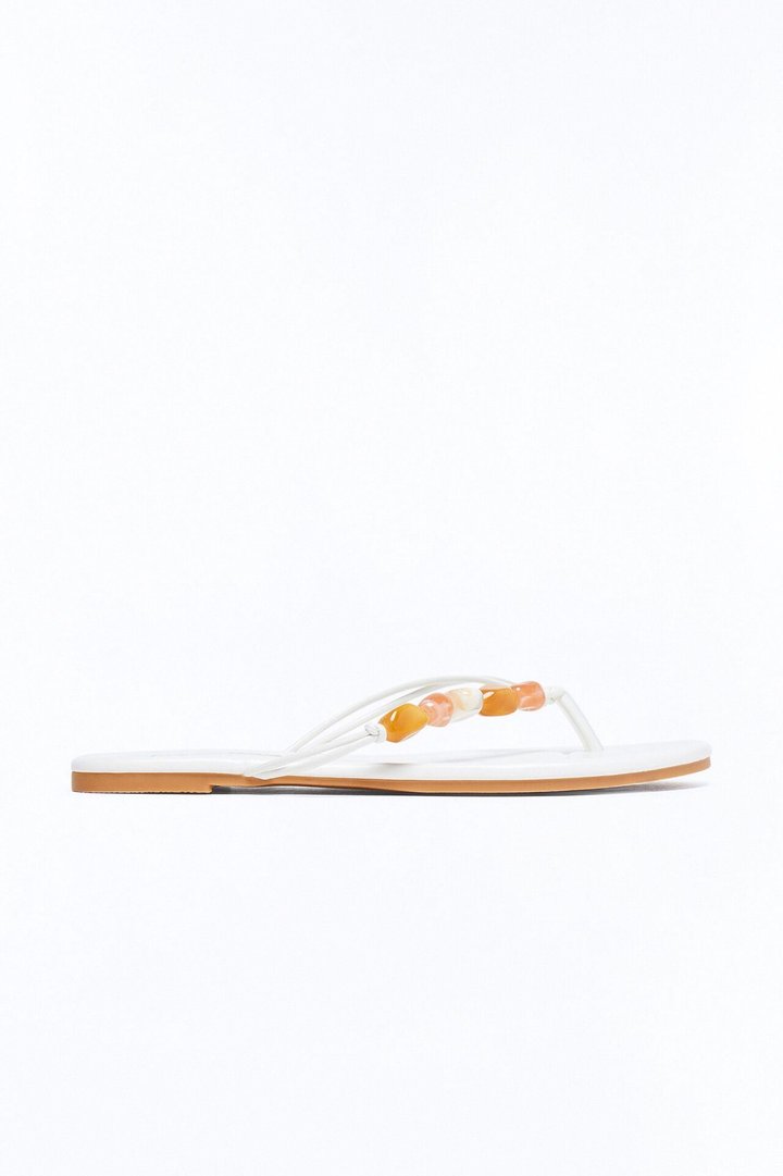 Bella Stone Flip Flop Sandals - White
