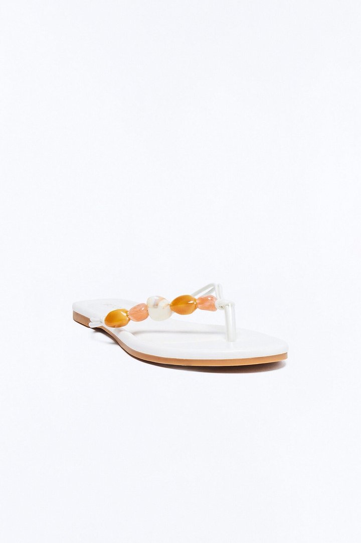 Bella Stone Flip Flop Sandals - White