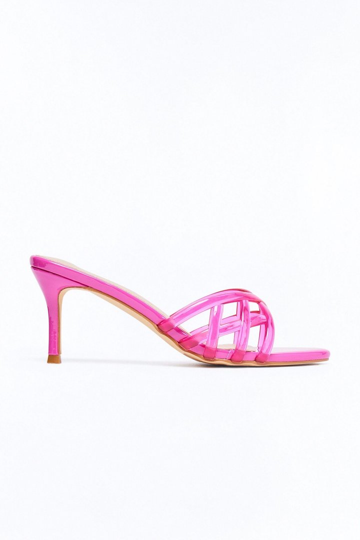 Hazel Jelly Kitten Heel Mules - Hot Pink