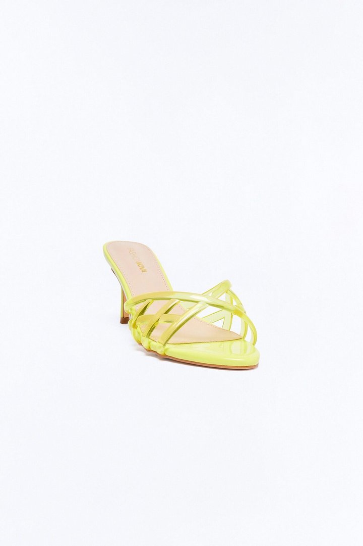 Hazel Jelly Kitten Heel Mules - Yellow