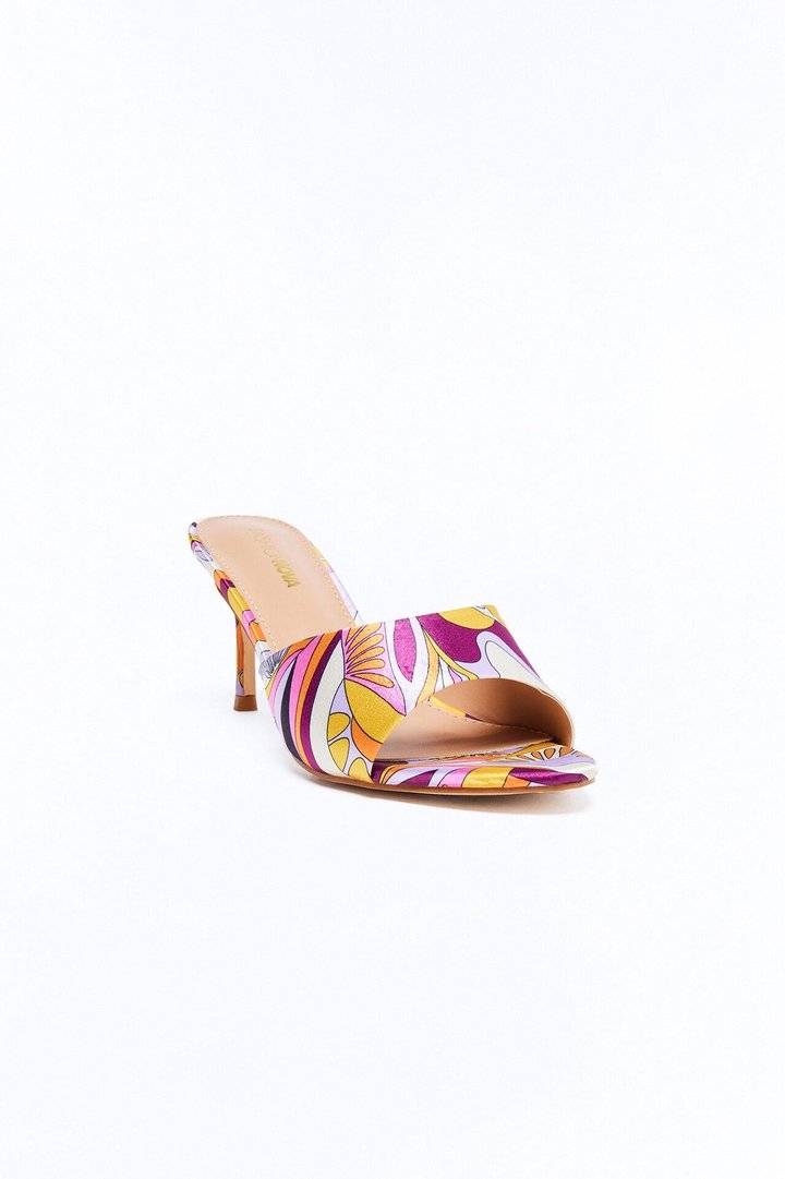 Moxi Abstract Print Heels - Orange/combo