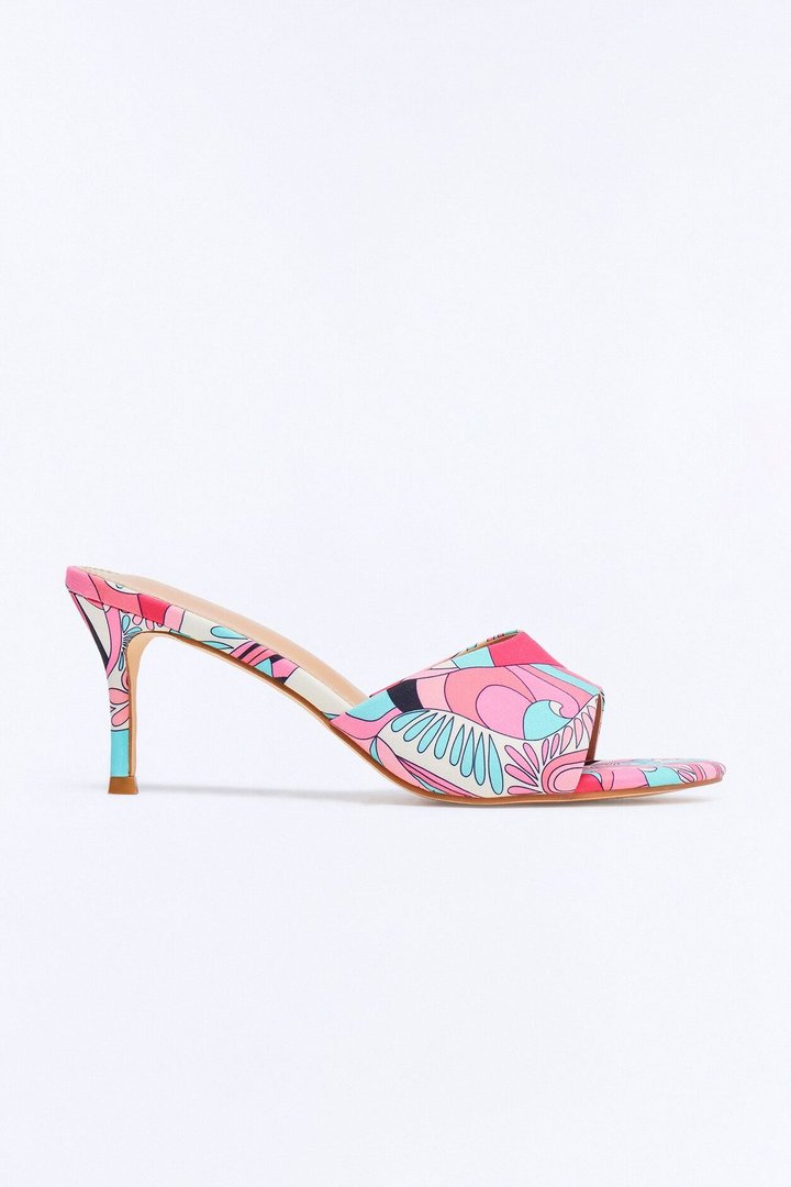Moxi Abstract Print Heels - Pink/combo
