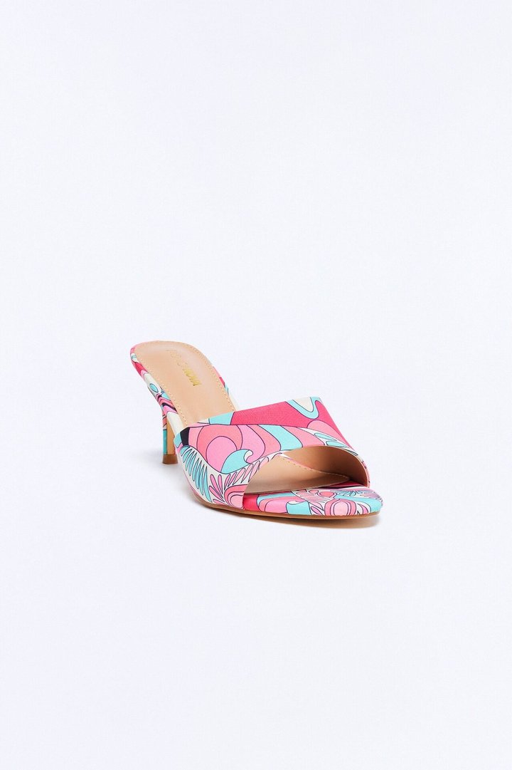 Moxi Abstract Print Heels - Pink/combo