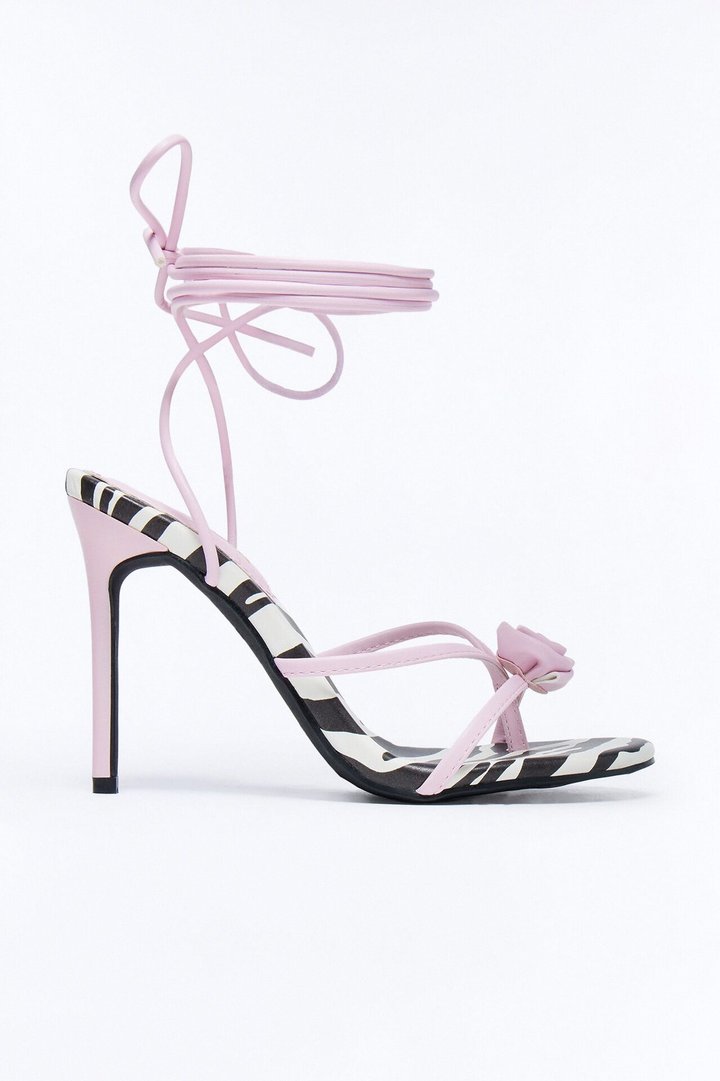 Katia Rose Wrap Up Heels - White/Black