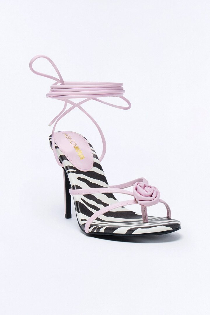 Katia Rose Wrap Up Heels - White/Black