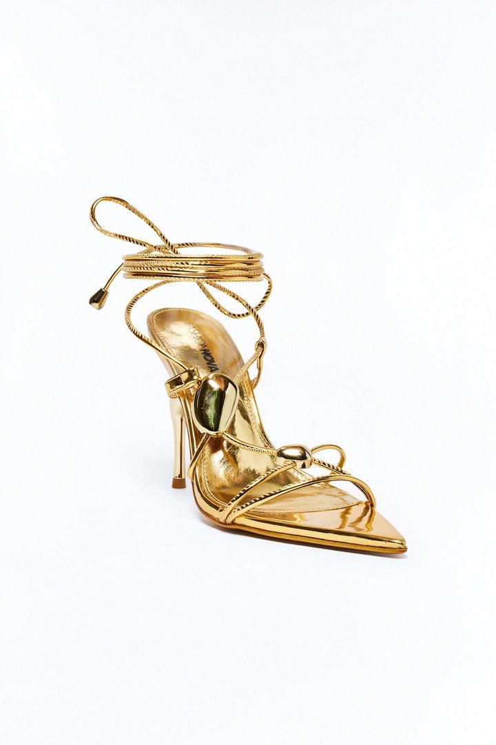 Adella Wrap Up Heels - Gold