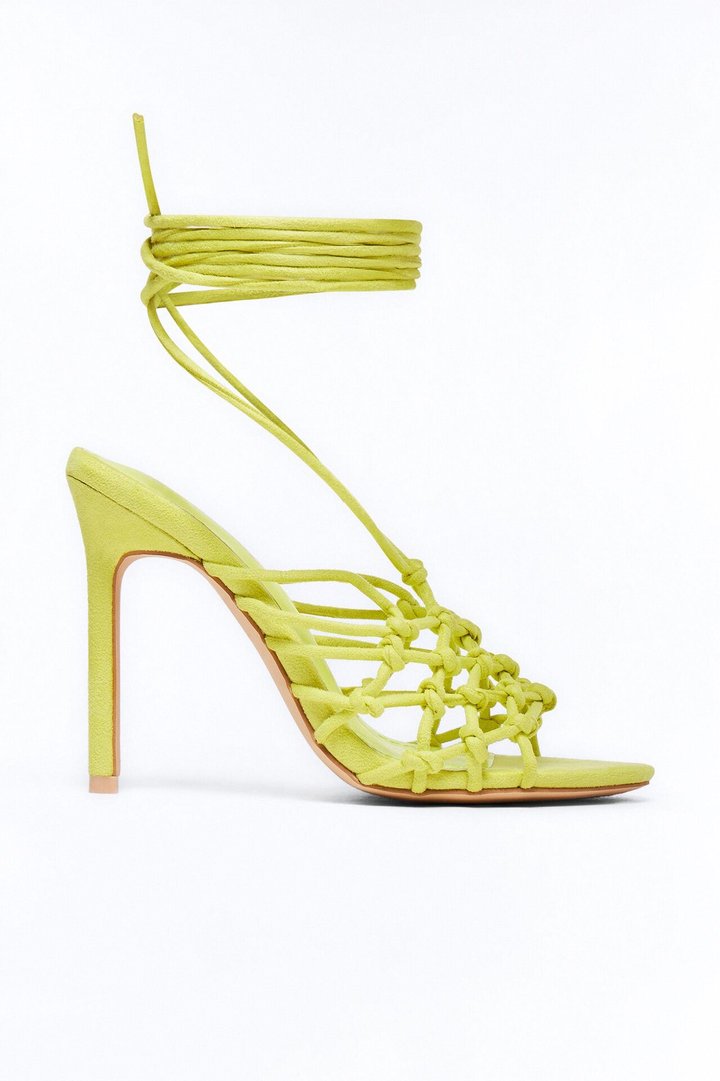 Desiri Wrap Up Stiletto Heels - Yellow