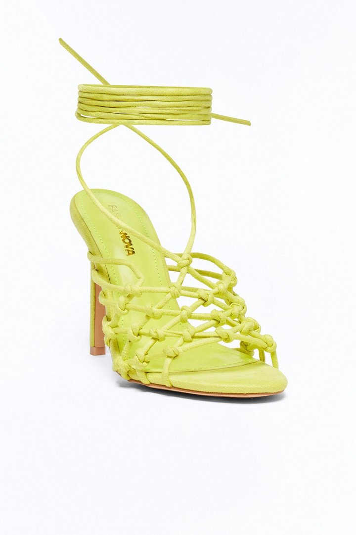 Desiri Wrap Up Stiletto Heels - Yellow