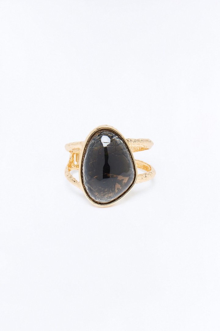 Not Like You Oversized Jewel Cuff Bracelet - Gold/Black