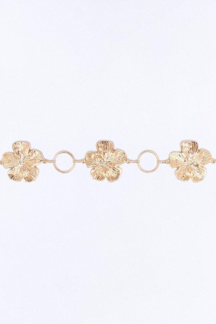 Let It Bloom Floral Chain Belt - Gold