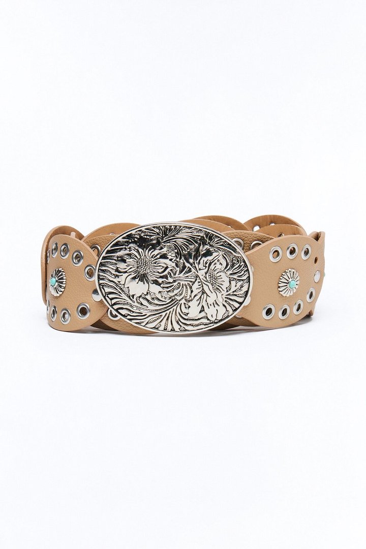 Ready Up Faux Leather Boho Belt - Taupe