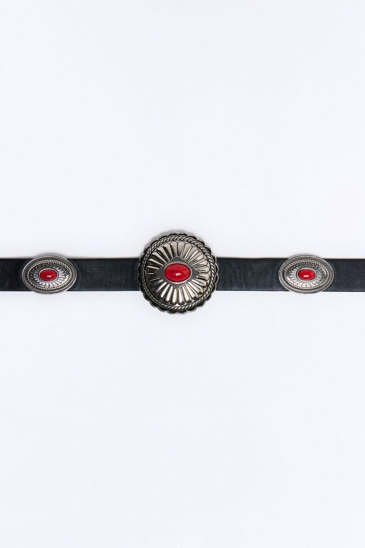 Hot Stones Faux Leather Belt - Black/combo