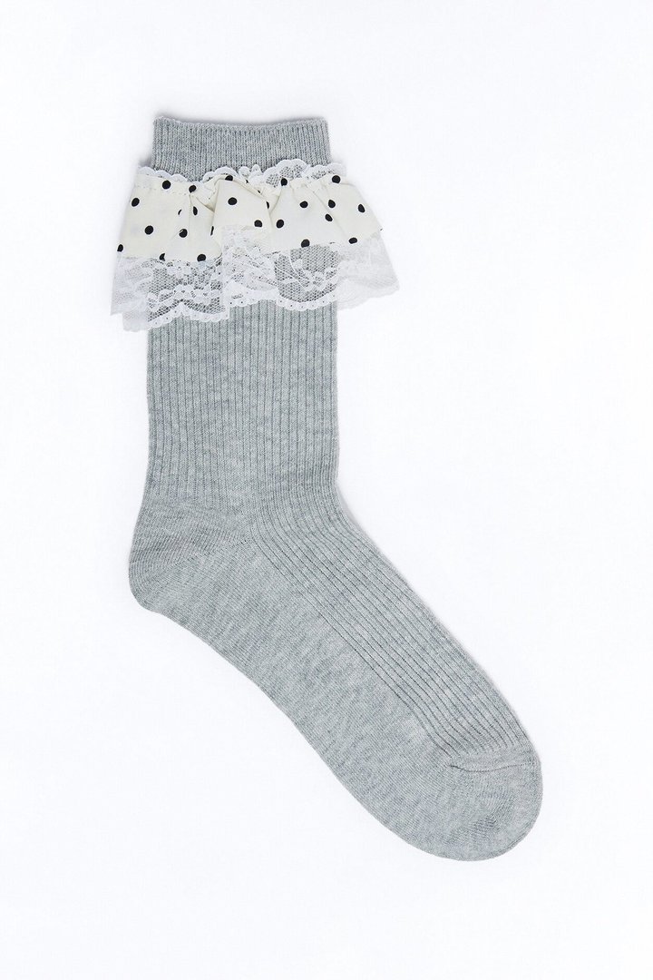 Flirting Season Crew Socks - Grey