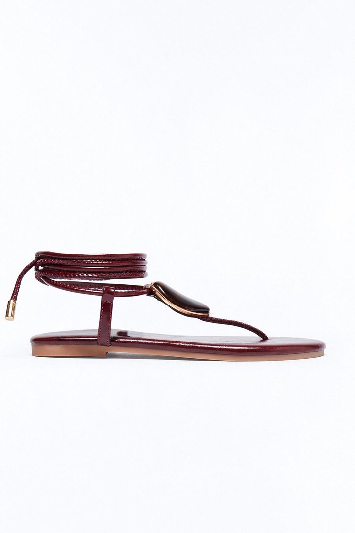 Vlaire Stone Wrap Up Sandals - Wine