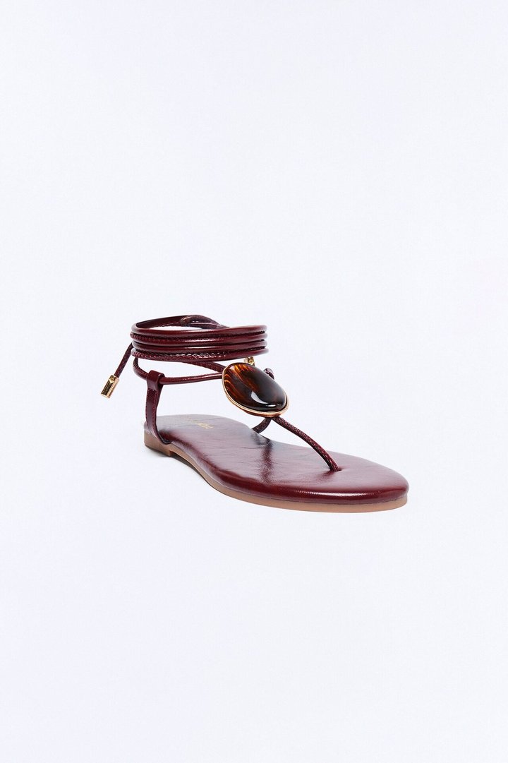 Vlaire Stone Wrap Up Sandals - Wine