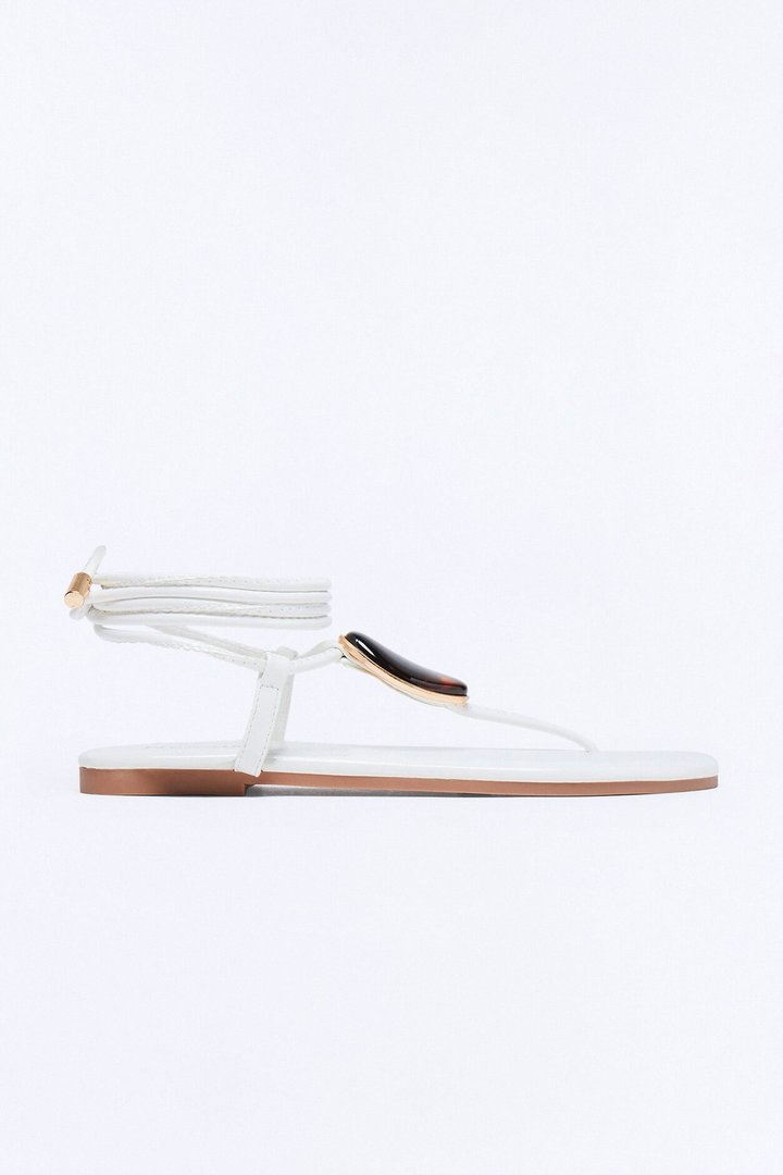 Vlaire Stone Wrap Up Sandals - White