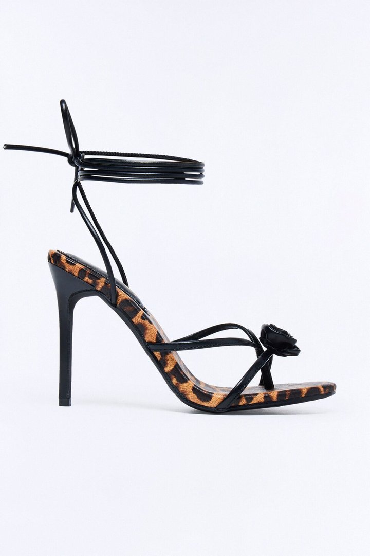 Katia Rose Wrap Up Heels - Leopard