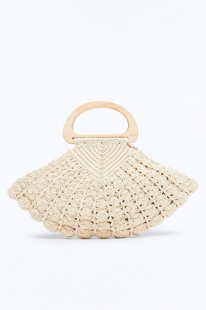 Shellscape Crochet Satchel Handbag - Natural/Combo
