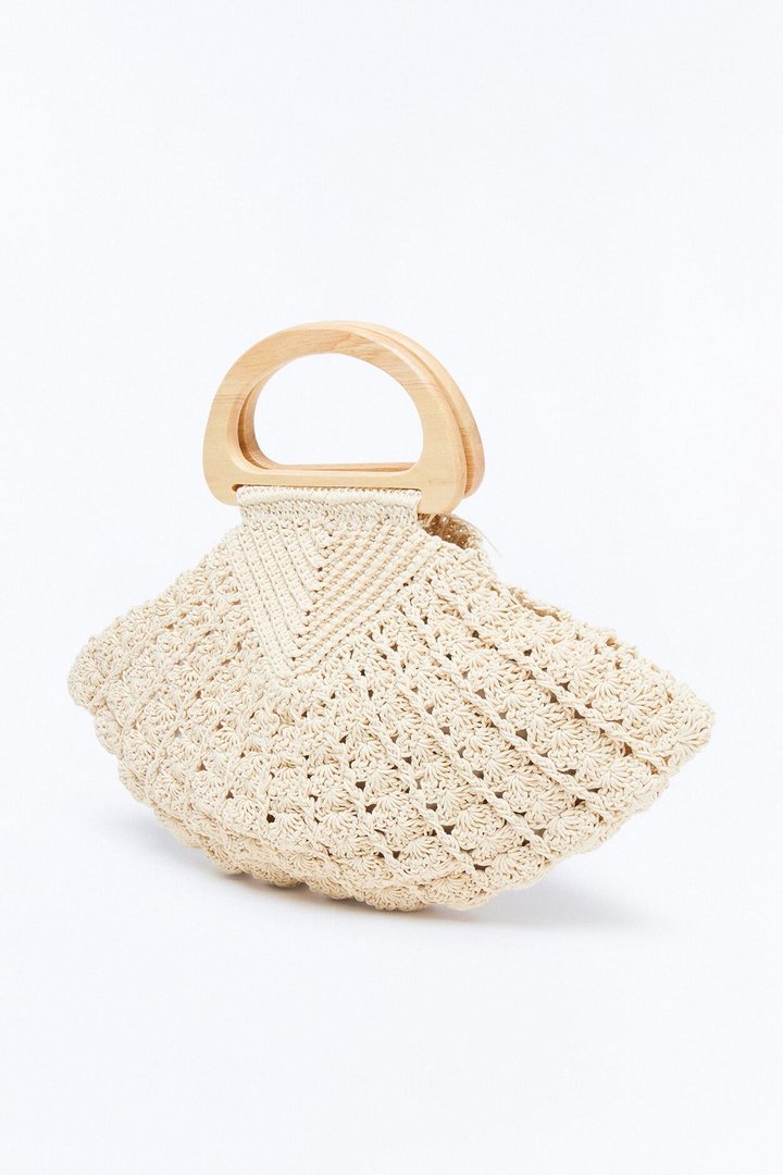 Shellscape Crochet Satchel Handbag - Natural/Combo