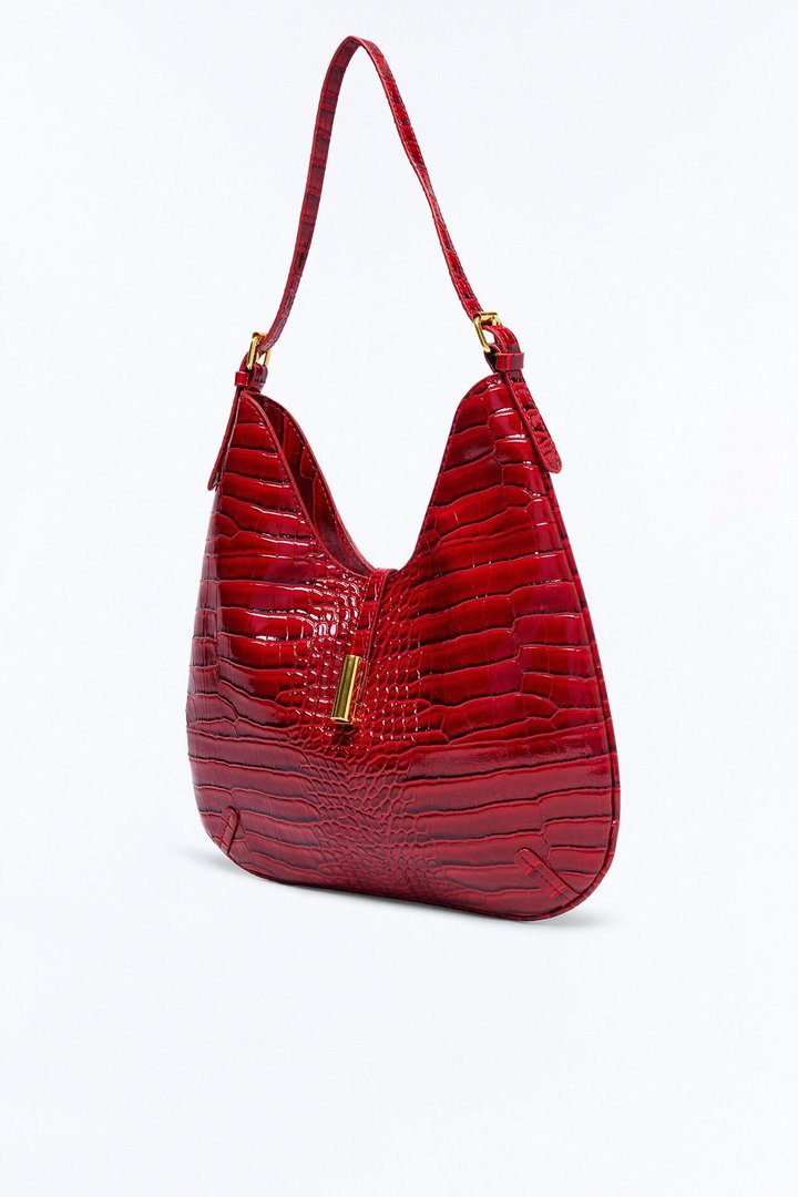 On The List Faux Leather Shoulder Bag - Red