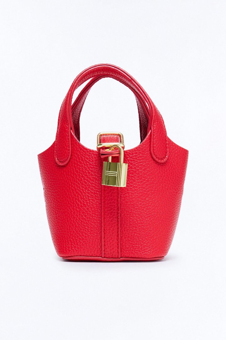 Lock Your Heart Faux Leather Mini Satchel - Red