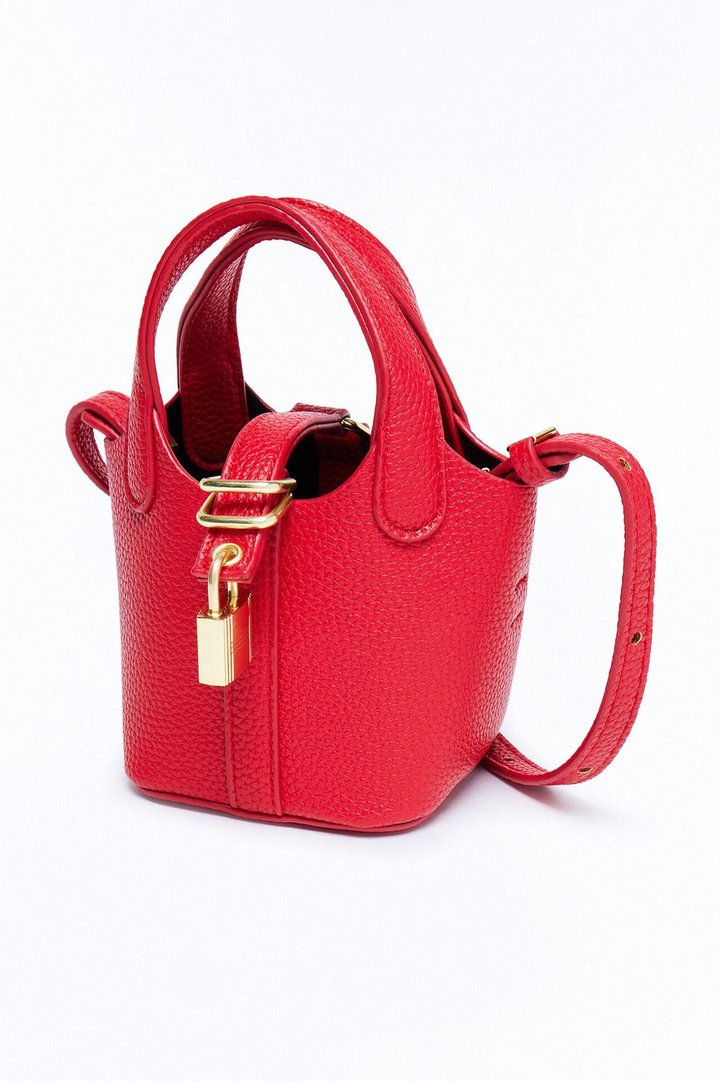 Lock Your Heart Faux Leather Mini Satchel - Red