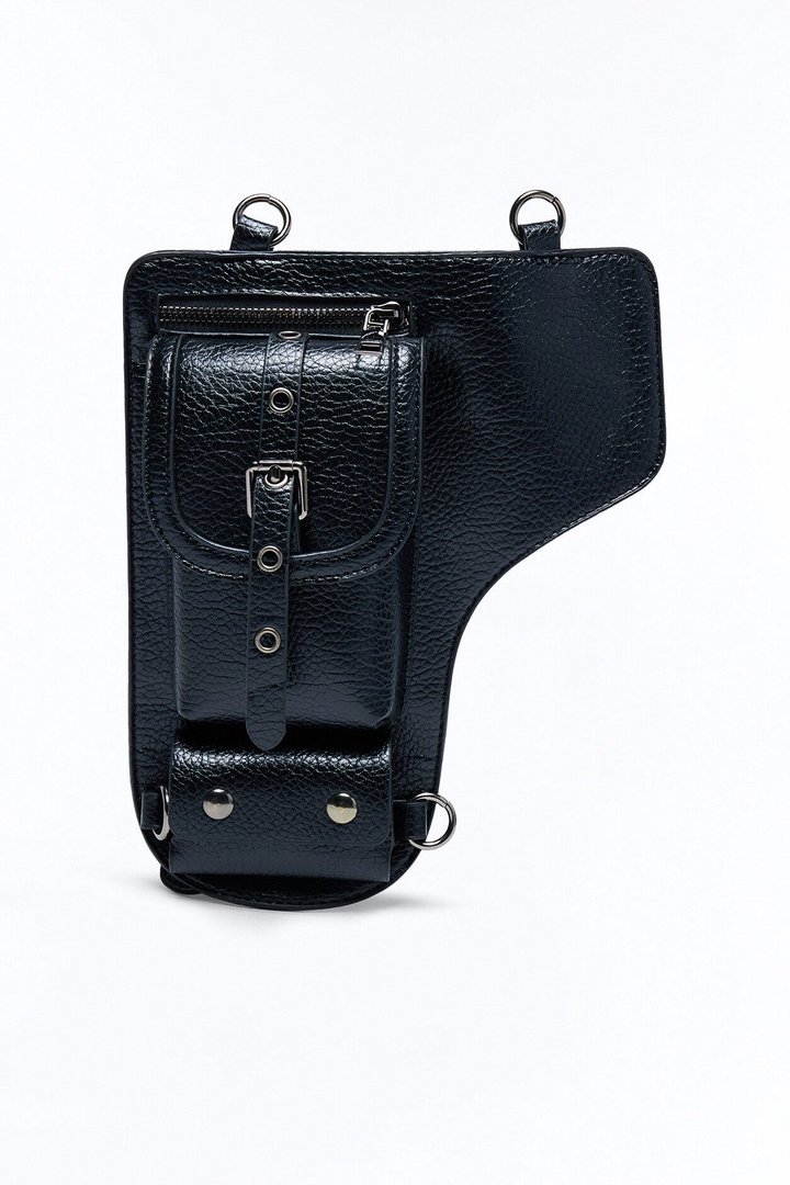 The Outlaw Faux Leather Belt Bag - Black
