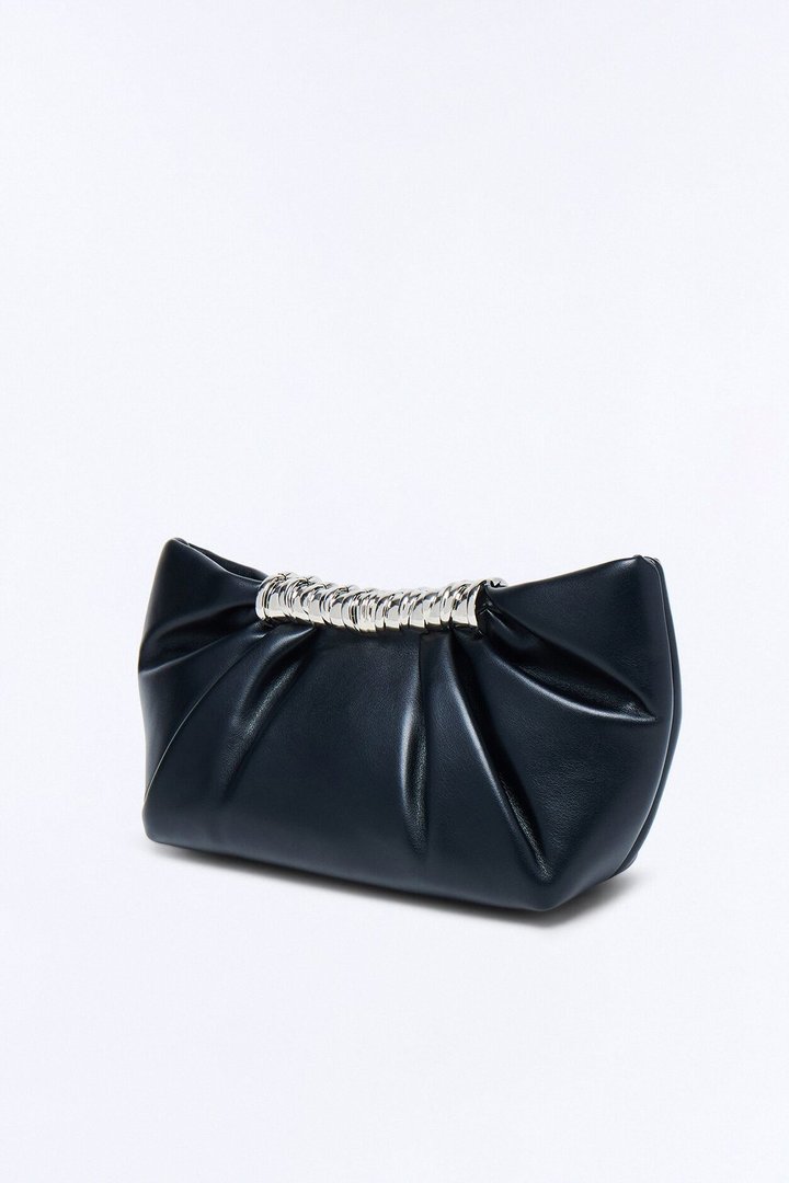 Cece Faux Leather Hardware Clutch - Black