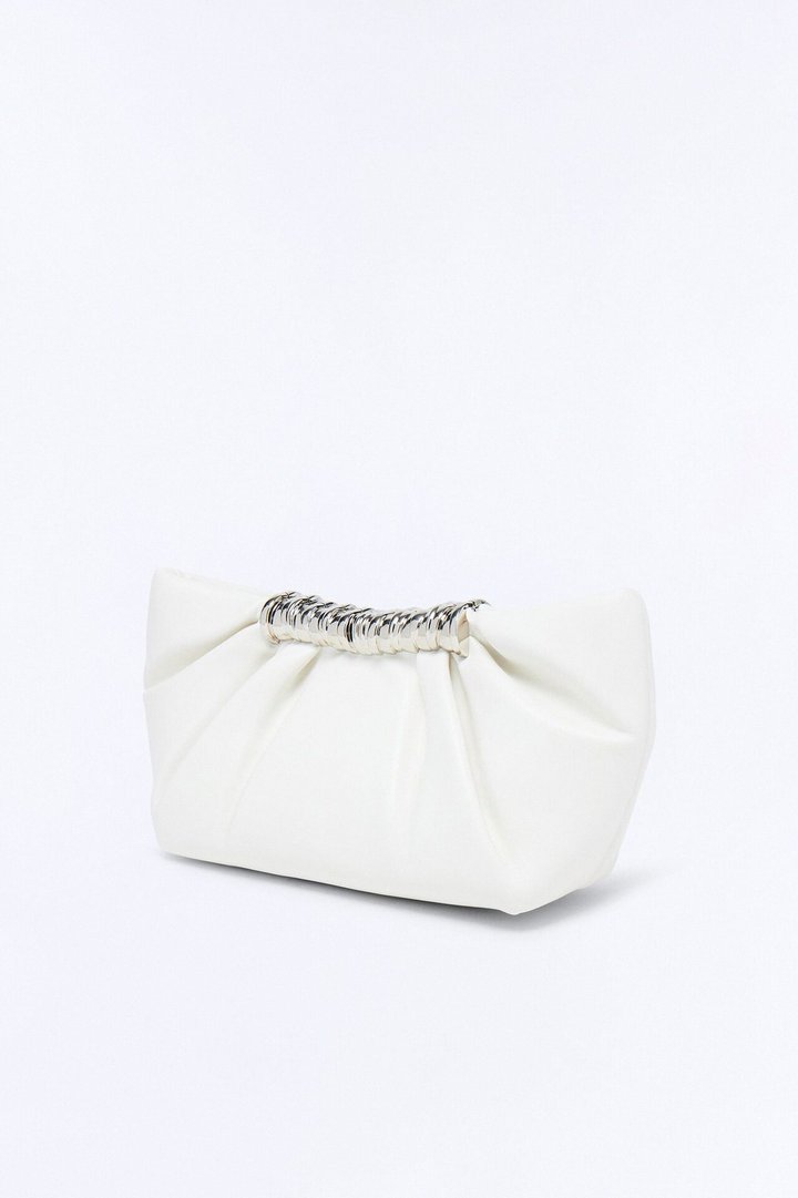 Cece Faux Leather Hardware Clutch - Cream