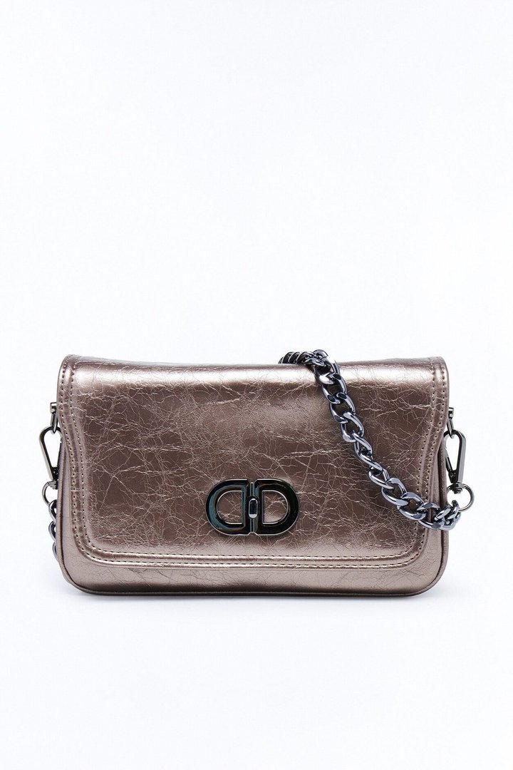 Shining Muse Faux Leather Shoulder Bag - Gunmetal
