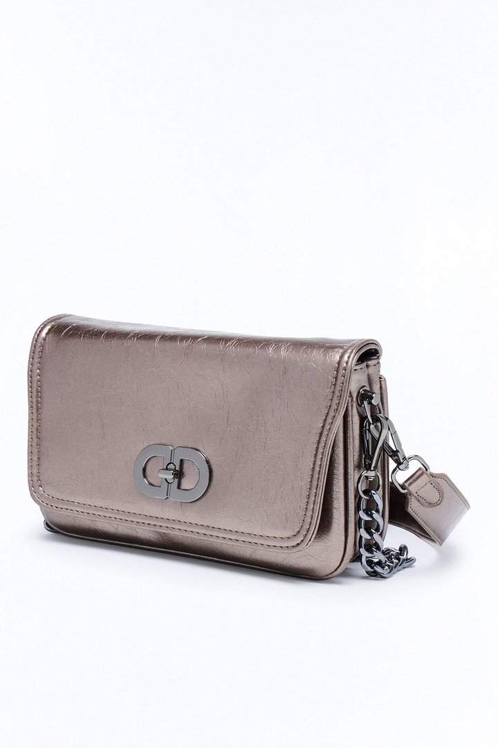 Shining Muse Faux Leather Shoulder Bag - Gunmetal