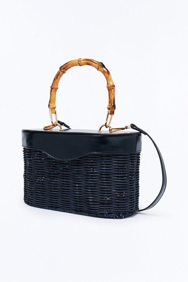 Sunhaven Straw Satchel Handbag - Black