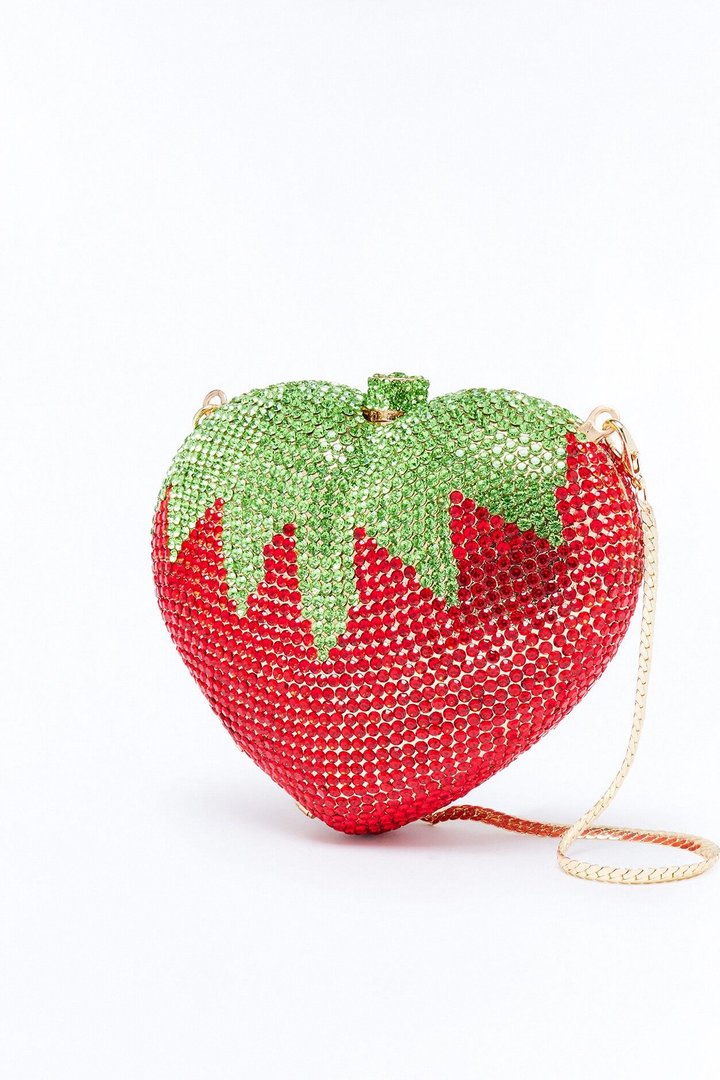 Strawberry Fields Rhinestone Clutch - Red/combo