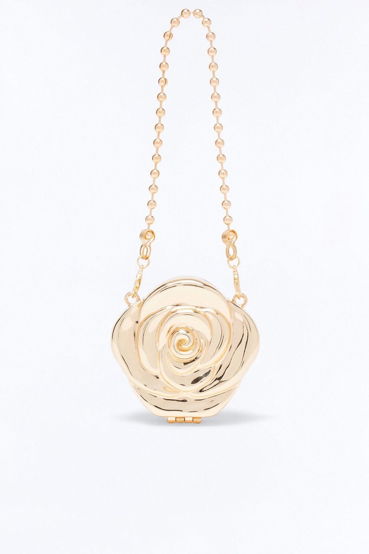 Little Flower Metal Crossbody Handbag - Gold