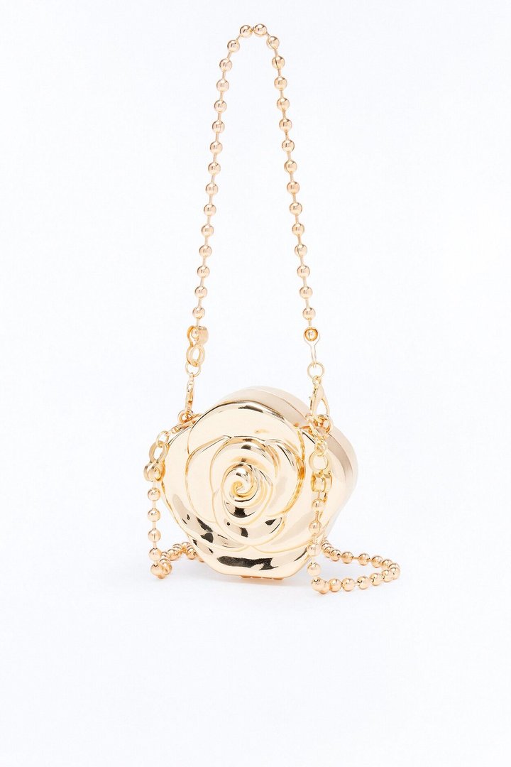 Little Flower Metal Crossbody Handbag - Gold