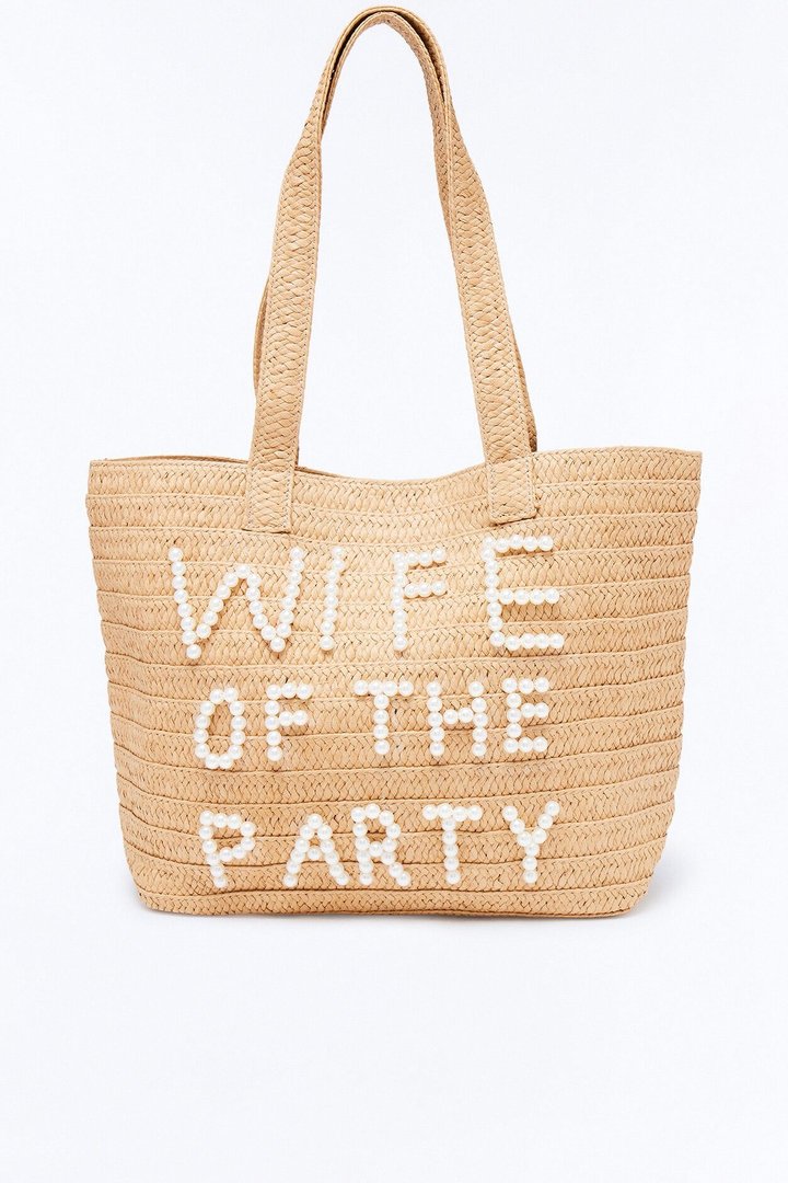 Wife Of The Party Straw Tote - Natural/Combo