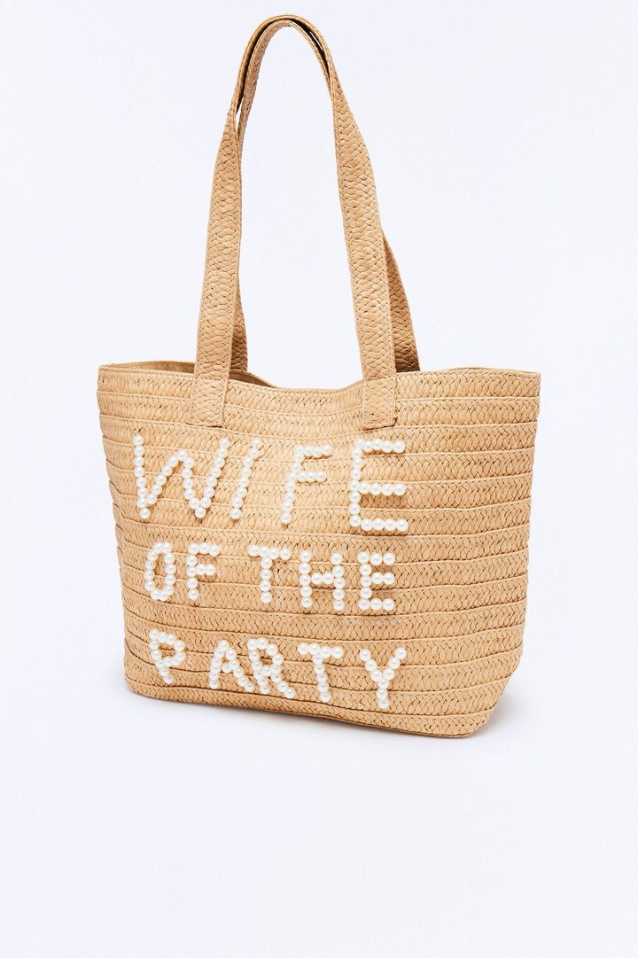 Wife Of The Party Straw Tote - Natural/Combo